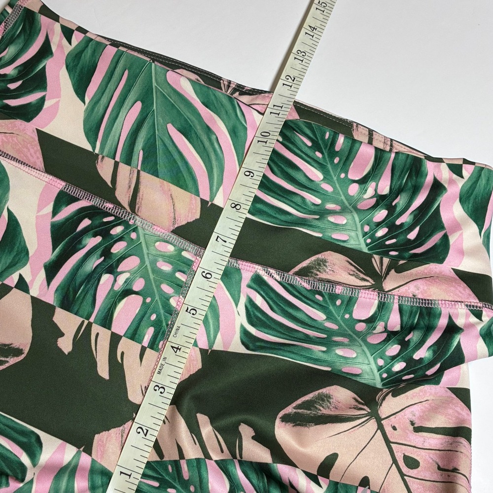Nike Dri-FIT Leggings Large L Pink Green Tropical Monstera‎ Palm Leaf Print Crop - Picture 6 of 7